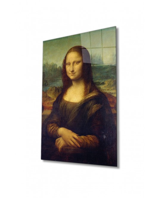 Mona Lisa Portresi Sanat Cam Tablo, Ev ve Ofis Duvar Dekoru, Hediyelik Büyük Temperli 4 mm Cam Tablo