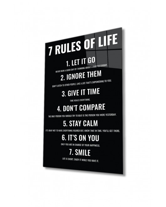 7 Rules Of Life Hayatın 7 Kuralı Ev Ve Ofis Duvar Dekoru Hediyelik Büyük Tablo Dayanıklı Cam