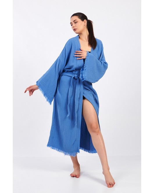 Blue Classic Pamuklu Müslin Kimono