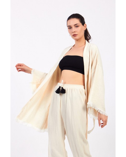 Classic Pamuklu Müslin Kimono Takım