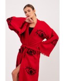 Eye Kırmızı Pamuklu Müslin Kimono