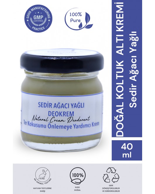 Sedir Ağacı Yağlı Krem Deodorant 40 Ml. %100 Doğal