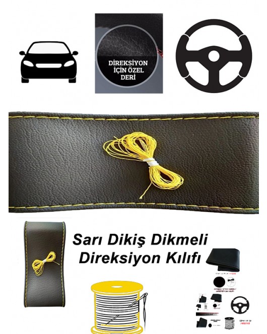 OPEL VECTRA Uyumlu Araç,Araba,Oto direksiyon kılıfı sarı dikiş