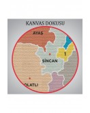 Ankara İli ve İlçeler Haritası Dekoratif Kanvas Tablo 1265