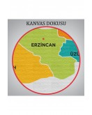 Erzincan İli ve İlçeler Haritası Dekoratif Kanvas Tablo 1333