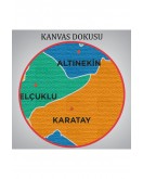 Konya İli ve İlçeler Haritası Dekoratif Kanvas Tablo 1403