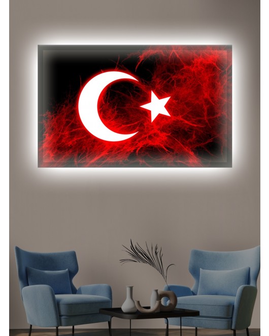 Led Işıklı Türk Bayrağı tablo (şanlı bayrağımız)