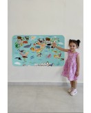 Eğitici Dünya Haritası Dünya Atlası Çocuk ve Bebek Odası Duvar Sticker-60x105-3775