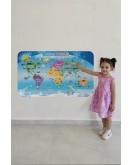 Eğitici Dünya Haritası Dünya Atlası Çocuk ve Bebek Odası Duvar Sticker-60x105-3779