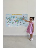 Eğitici Dünya Haritası Dünya Atlası Çocuk ve Bebek Odası Duvar Sticker-60x105-3791