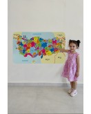 Eğitici ve Öğretici Detaylı Komşulu Türkiye Haritası Duvar Sticker-60x105-3845