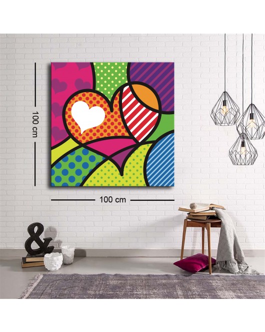 Dekoratif Baskı illüstrasyon Popart Love Kare Kanvas Tablo