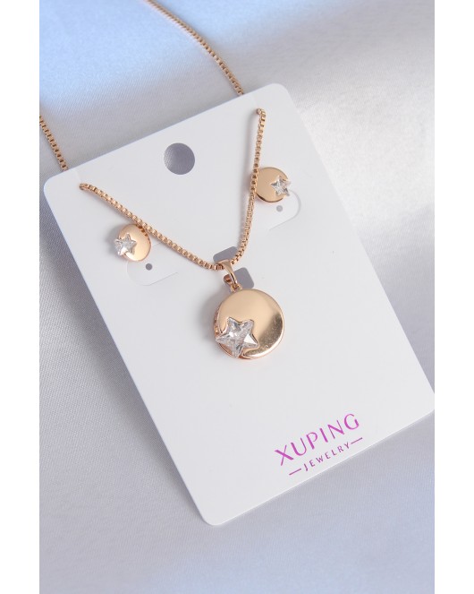 Xuping Rose Gold Renk Zirkon Taşlı Yıldız Figür Kadın Koye Küpe Seti